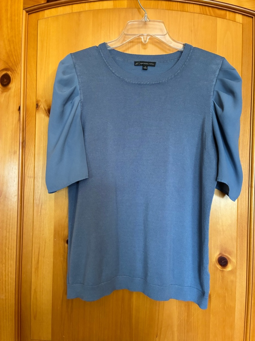 Adrianna Papell Powder Blue Puff Sleeve Knit Top